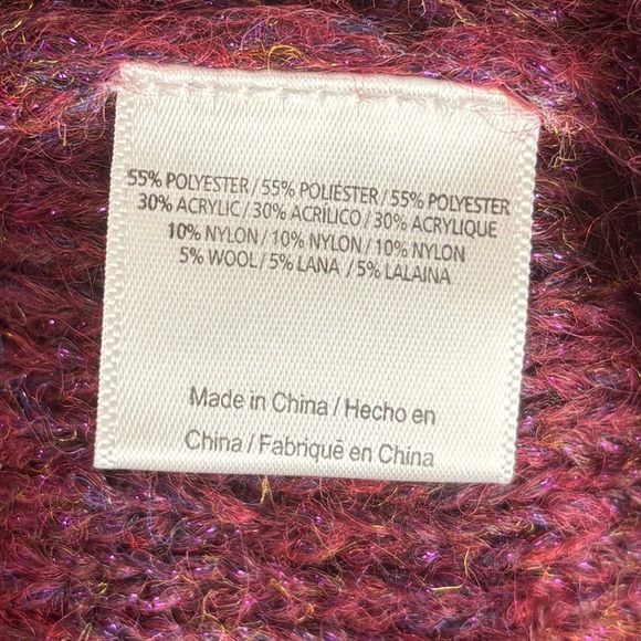 NEW ModCloth Playing It Cowl Metallic Tunic Oversize Wool Blend XS Burgundy 1299 - Picture 5 of 7